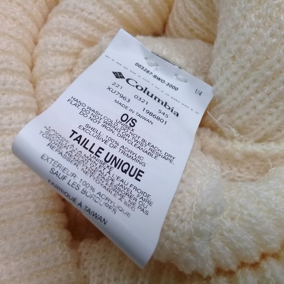 Columbia Women's NWT Folded Cuff Columbia Logo Knit Ivory Beanie Hat One Size - Picture 8 of 9